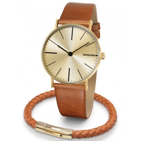 LAMBRETTA CESARE 42 GULD COGNACSBRUN ARMBAND